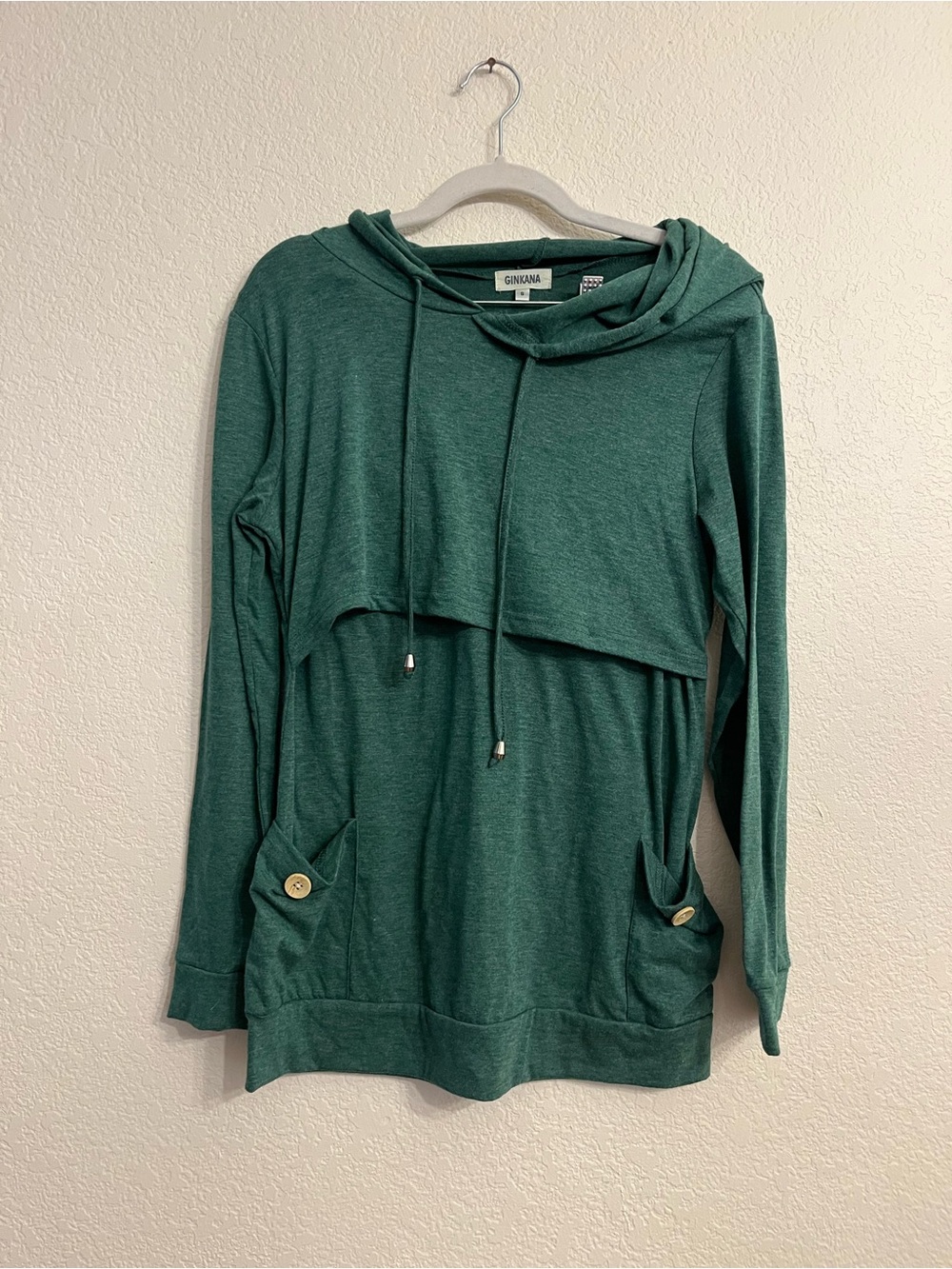 Gingana Green Hooded Pullover Top